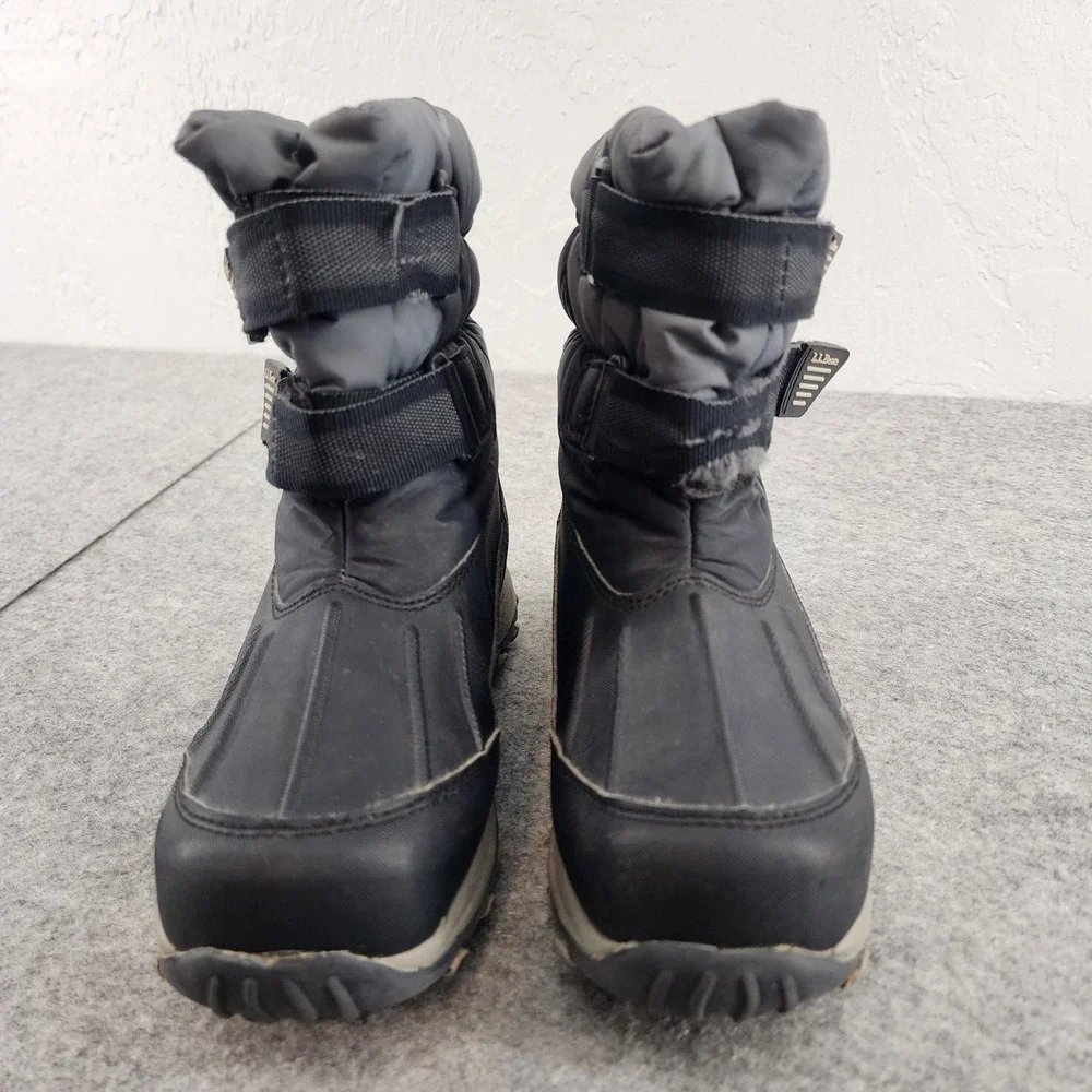 LL Bean Kids Youth Sz 13 Black Gray Insulated Waterproof Snow‎ Boots Winter Gear